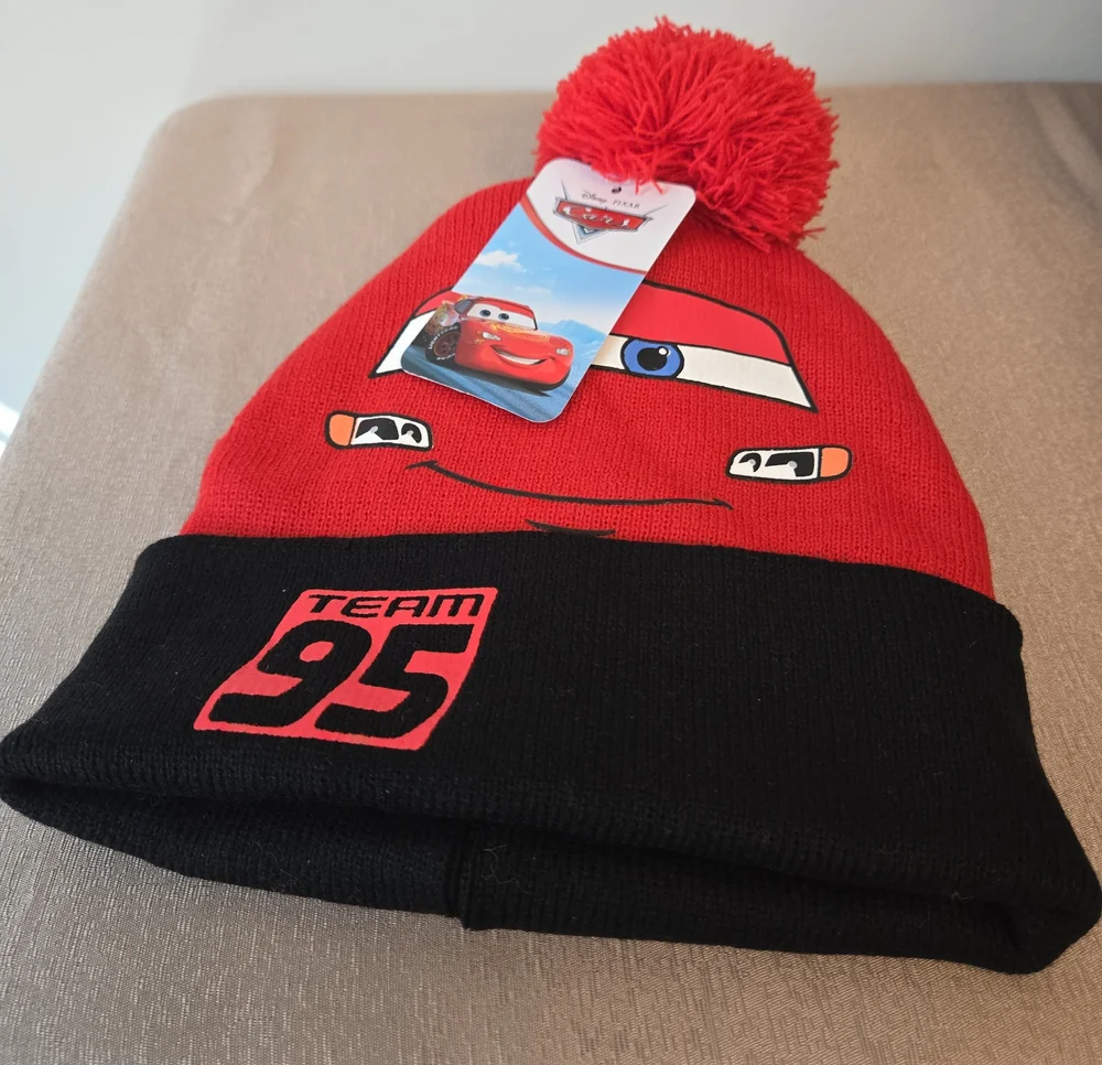 Disney Pixar Cars Lightning McQueen Kids Hat & Gloves Set NWT Team 95 Beanie